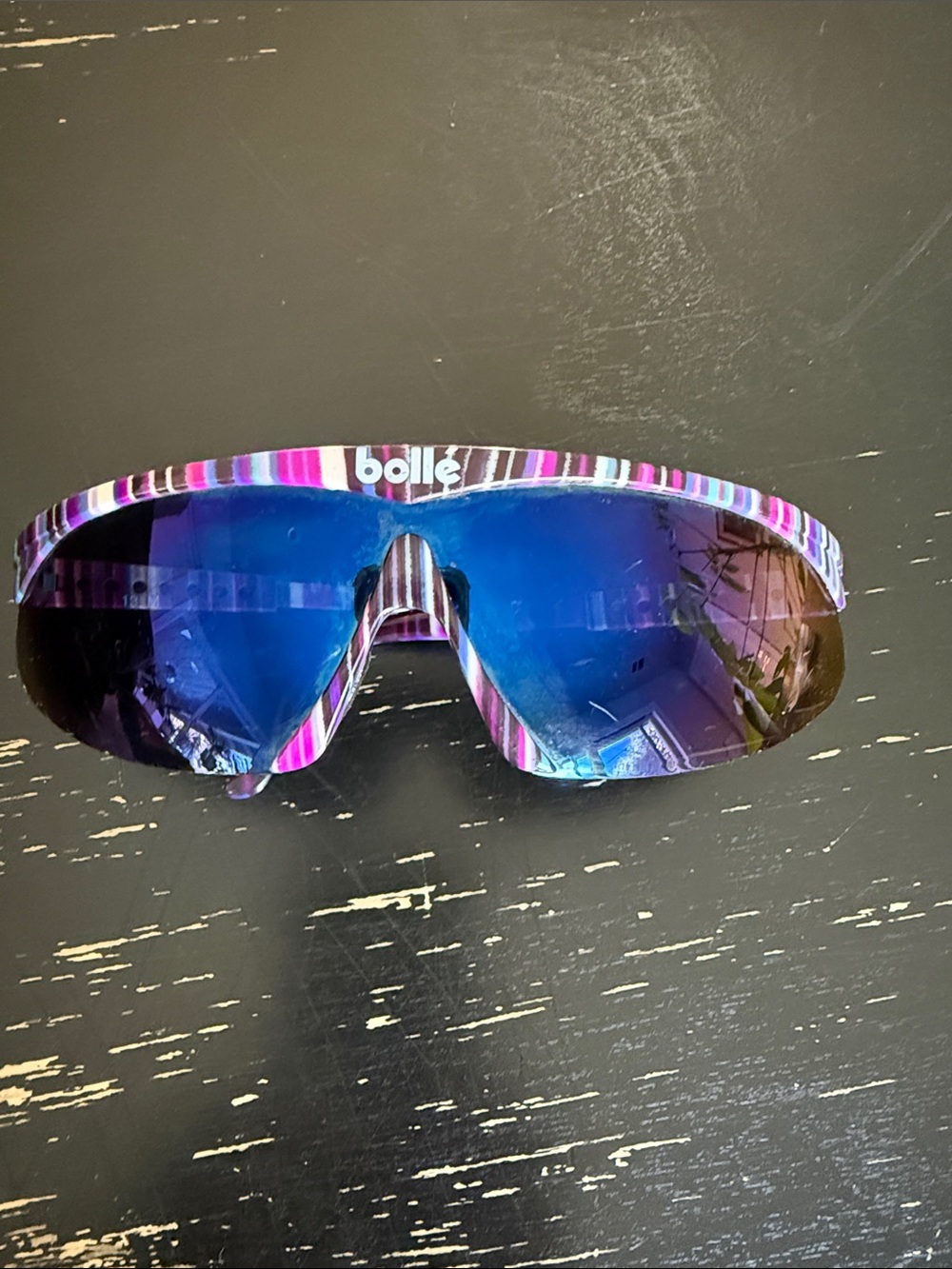 Vintage Bolle microedge Mirrored sunglasses muliticolored Striped